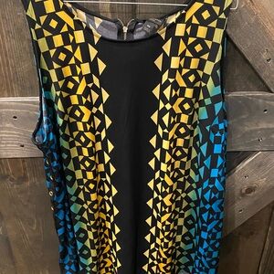 Worthington Black and Vibrant Geometric Tank Top